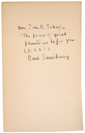 Lot #529 Carl Sandburg: “The peace of great phantoms before you” - Image 1
