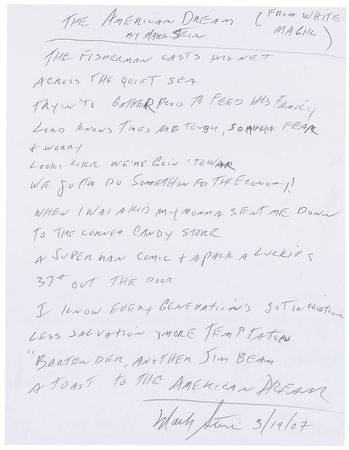 Lot #775 Vanilla Fudge: Mark Stein Handwritten Lyrics and Signed Photograph - Image 2