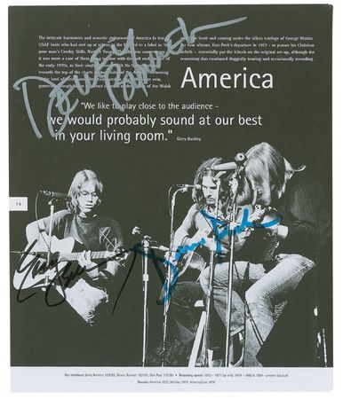 Lot #601 America Handwritten Lyrics and Signed Photograph - Image 1