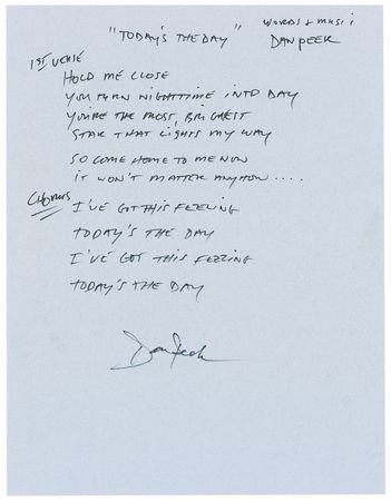 Lot #601 America Handwritten Lyrics and Signed Photograph - Image 2