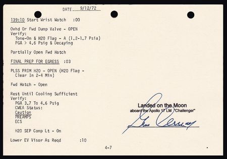Lot #362 Apollo 17: An Apollo 17 Checklist Page used to exit the Lunar Module and step on the Moon! - Image 2