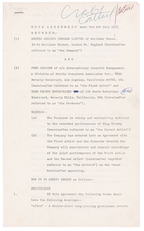 Lot #823 Fred Astaire Signed Document - Image 1