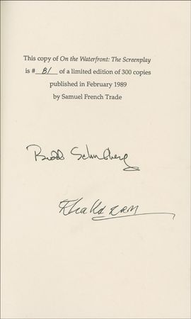 Lot #1088 On the Waterfront: Kazan and Schulberg Book - Image 1