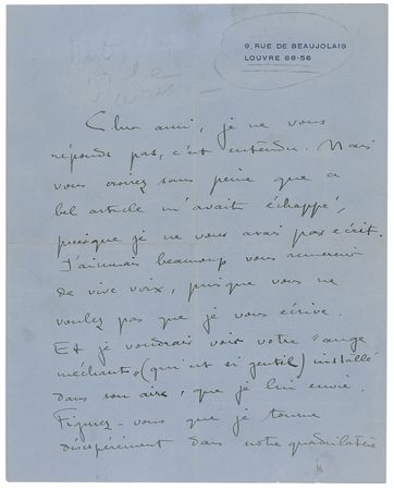 Lot #459 Colette Handwritten Letter Signed - Image 1