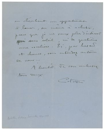 Lot #459 Colette Handwritten Letter Signed - Image 2