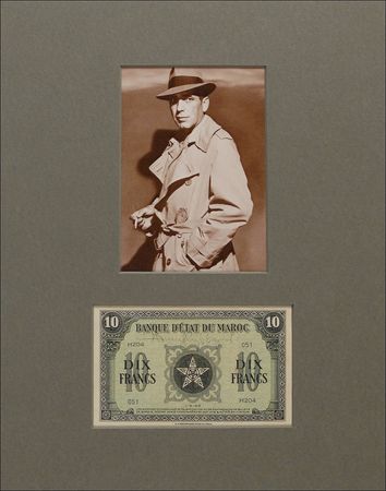 Lot #848 Humphrey Bogart: Bogie adds his name to Casablanca-era Moroccan currency - Image 1