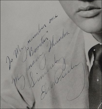 Lot #744 Elvis Presley: ‘The King’ signs a 1956 portrait ‘To my number one ‘Booster’ - Image 2