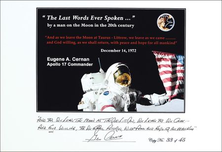 Lot #505 Apollo 17: Gene Cernan: The final words spoken on the moon - Image 1