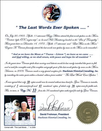 Lot #505 Apollo 17: Gene Cernan: The final words spoken on the moon - Image 2
