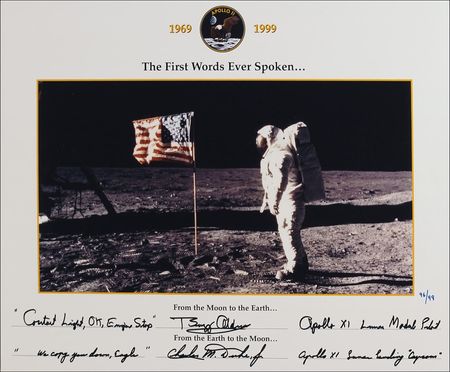Lot #492 Apollo 11: Aldrin and Duke First Words Spoken Ltd Edition Print - Image 1