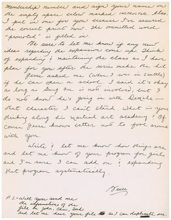 Lot #1143 Bruce Lee: In a letter brimming with martial arts references, Lee subtly predicts the Green Hornet series will 