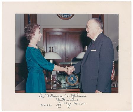 Lot #282 J. Edgar Hoover: Hoover honors an FBI employee on her 25th anniversary - Image 1