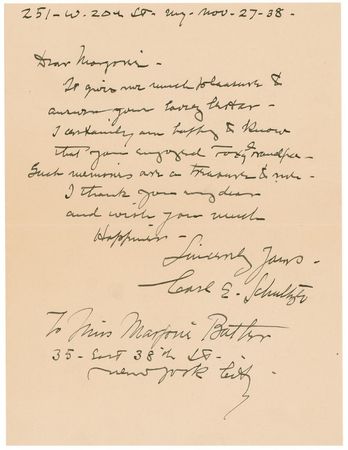 Lot #757 Carl E. Schultze Handwritten Letter Signed - Image 1