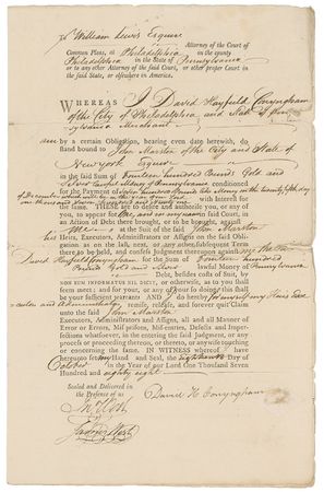 Lot #188 Clement Biddle Signed Document - Image 1