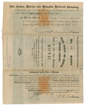 Lot #414 Nathan Bedford Forrest: KKK founder guarantees a bond in gold coin - Image 1