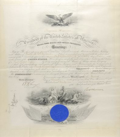 Lot #66 Benjamin Harrison Signed Document - Image 1