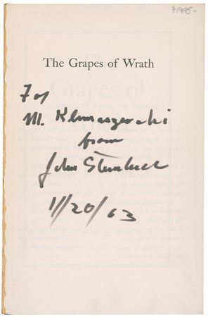 Lot #715 John Steinbeck: Desirable inscribed copy of his monumental masterpiece, The Grapes of Wrath - Image 2