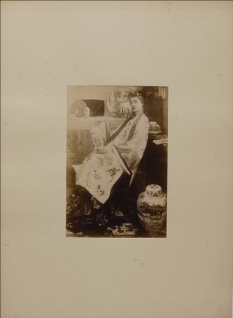 Lot #722 James Abbott McNeil Whistler: A Japanese-influenced work, gracefully embellished with his unique butterfly signature - Image 1