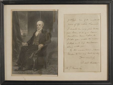 Lot #383 Daniel Webster: ?I should be very glad to see you here...bring Mrs. Benson along with you? - Image 1