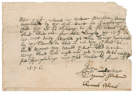 Lot #352 Salem Witch Trials: Salem Witchcraft?including a document signed by Samuel Parris?an invaluable piece of New England history! - Image 1