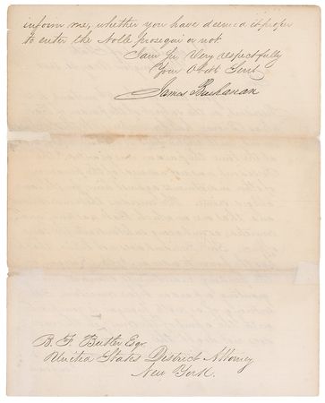 Lot #8 James Buchanan: “The President does not believe, that he has the power to order a Nolle Prosequi on the pending indictments” - Image 2