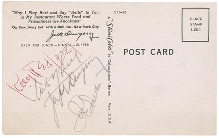 Lot #1438 Joe Louis and Jack Dempsey Postcard - Image 2