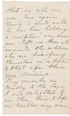 Lot #98 Harriet Lane: Outgoing ?First Lady?s? first-person account to fear gripping the country in April 1861??the causes made it quite necessary for you to go but we all hope that the alarm may soon cease? - Image 2