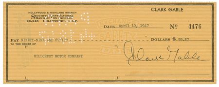 Lot #1097 Gone With the Wind: Gable and McQueen Checks - Image 2