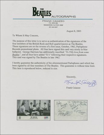 Lot #788 Beatles: Fantastic first issue 1962 Parlophone photo card signed by the ?Fab Four? - Image 4