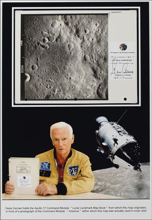 Lot #506 Apollo 17: Gene Cernan: Apollo 17 flown “Gagarin” lunar landmark map honoring the first man in space - Image 1