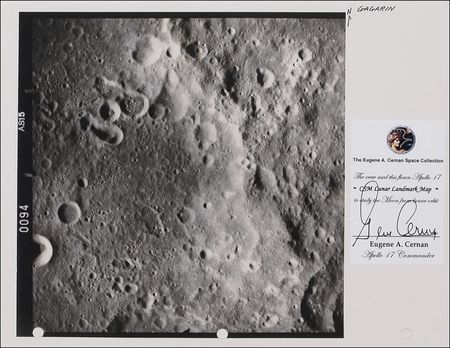 Lot #506 Apollo 17: Gene Cernan: Apollo 17 flown “Gagarin” lunar landmark map honoring the first man in space - Image 2