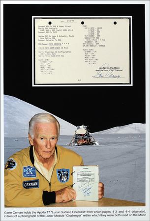 Lot #507 Apollo 17: Gene Cernan: Apollo 17 ?Lunar Surface Checklist? page for comm checks prior to walking on the moon - Image 1