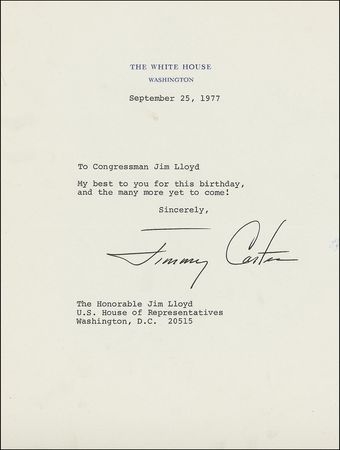 Lot #17 Jimmy Carter Typed Letter Signed