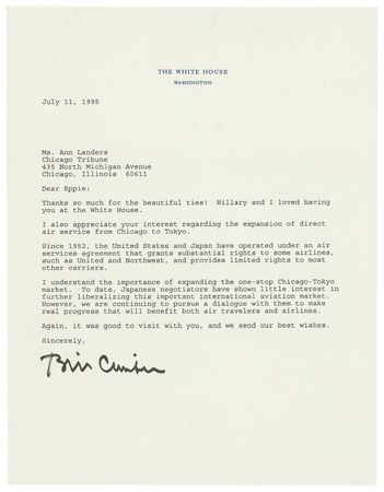 Lot #28 Bill Clinton: On unusually large White
