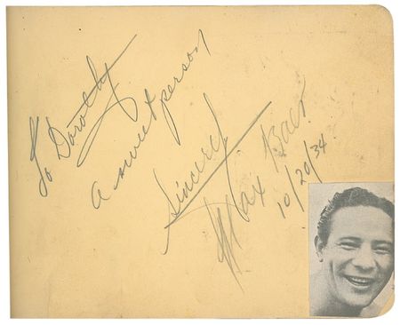 Lot #994 Autograph Album: Over 70 celebrities captured in California in the 30s and 40s, including Cooper, Rogers, Louis and Baer - Image 2
