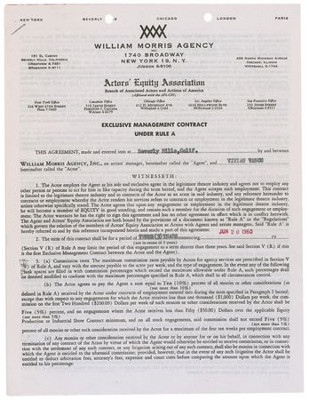 Lot #1248 Vivian Vance: Television?s famous ?second banana? engages the services of the William Morris Agency - Image 1