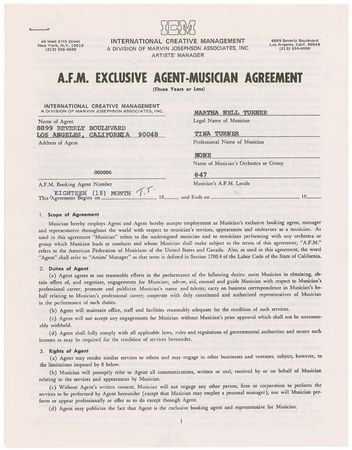 Lot #955 Tina Turner Signed Document - Image 1