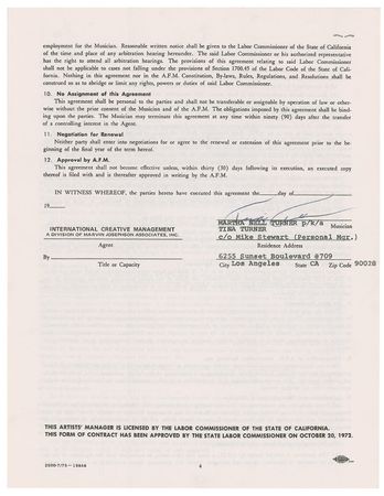 Lot #955 Tina Turner Signed Document - Image 2