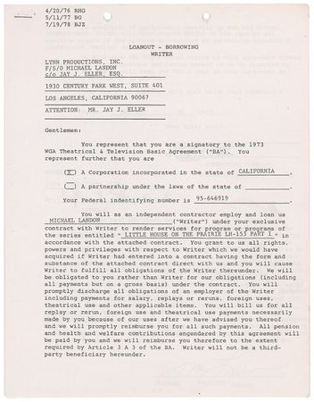 Lot #1133 Michael Landon Signed Document - Image 1