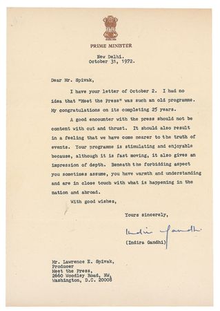 Lot #259 Indira Gandhi: ?A good encounter with the press should...result in a feeling that we have come nearer to the truth? - Image 2