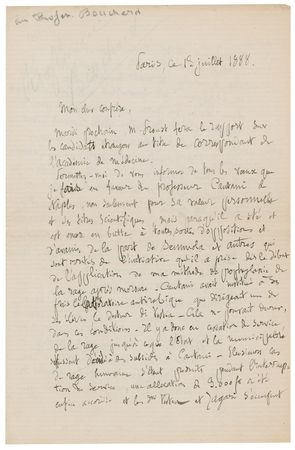 Lot #335 Louis Pasteur: Rabies takes nine lives in Naples and Pasteur rallies behind a beleaguered colleague and targeting opponents ?irritated about the initiative that he took from the start about applying my prophylaxis method for rabies after a bite? - Image 1