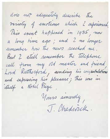 Lot #202 James Chadwick: The discoverer of the neutron, put to use for the atomic bomb, recollects news of his Nobel Prize - Image 2