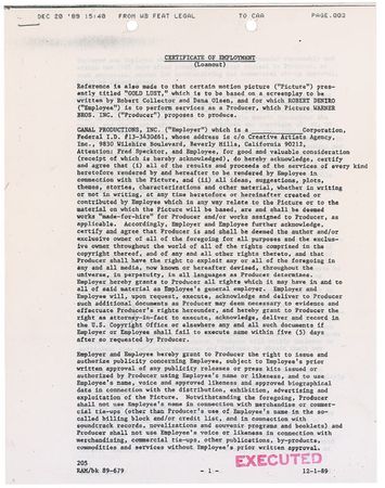 Lot #1063 Robert DeNiro Signed Document - Image 1