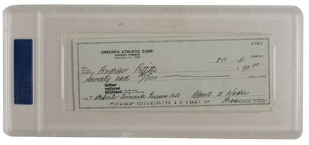 Lot #1484 Andy Pettitte: The famed Yankees hurler receives a strikeout bonus while playing Single-A ball - Image 1