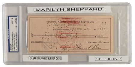 Lot #357 Marilyn Sheppard: Endorsed check from the catalyst for ?The Fugitive? - Image 1