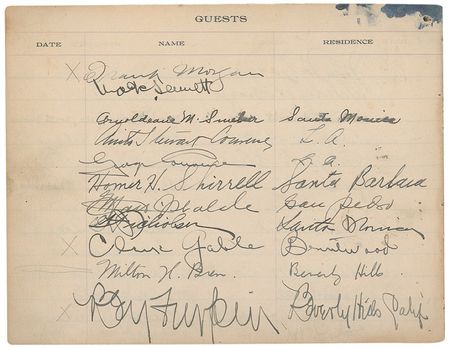 Lot #1212 Santa Monica Guest Book: Santa Monica Lifeguard guest book signed by over 40 celebrities including Morgan, Cooper, Gable, and Ted Healy - Image 1