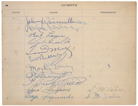 Lot #1212 Santa Monica Guest Book: Santa Monica Lifeguard guest book signed by over 40 celebrities including Morgan, Cooper, Gable, and Ted Healy - Image 3