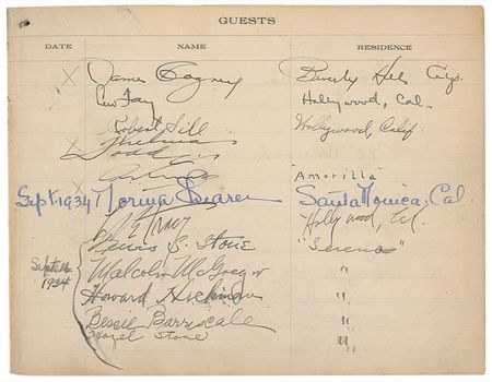 Lot #1212 Santa Monica Guest Book: Santa Monica Lifeguard guest book signed by over 40 celebrities including Morgan, Cooper, Gable, and Ted Healy - Image 5