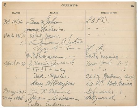 Lot #1212 Santa Monica Guest Book: Santa Monica Lifeguard guest book signed by over 40 celebrities including Morgan, Cooper, Gable, and Ted Healy - Image 6