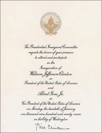 Lot #23 Bill Clinton Inaugural Invitation